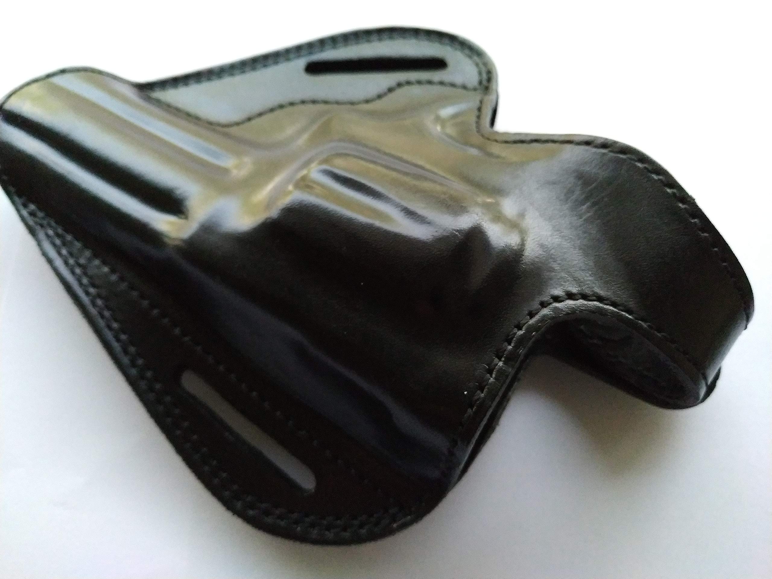 Cal38 Handcrafted Leather Belt Holster Tan Black for Taurus Tracker 357 Magnum 4