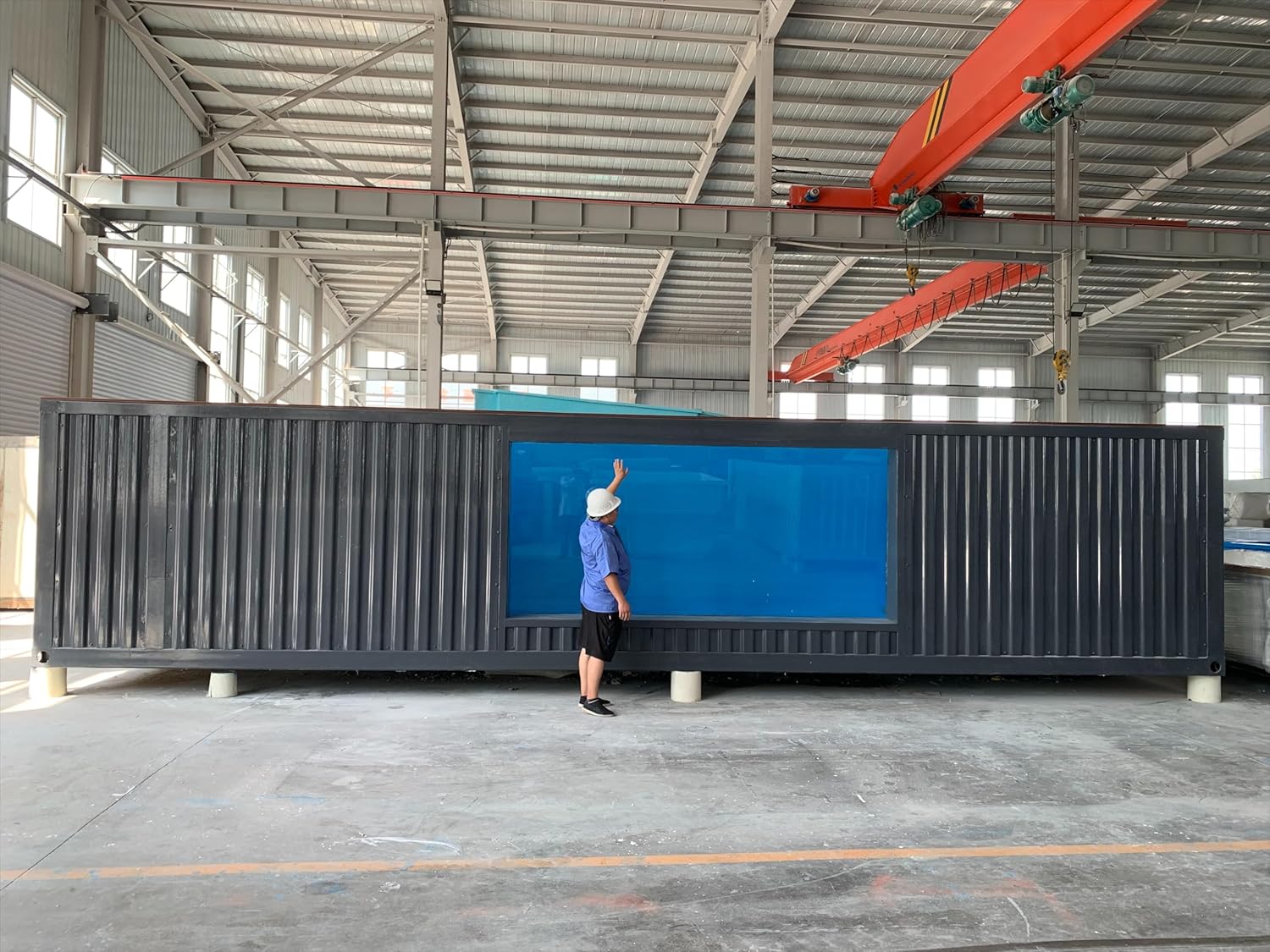 Outdoor LED Container Pool for Backyard Use, Lighted Shipping Container Swimming Pool with Ambient Lighting, Modular Garden Pool for Villa Resort