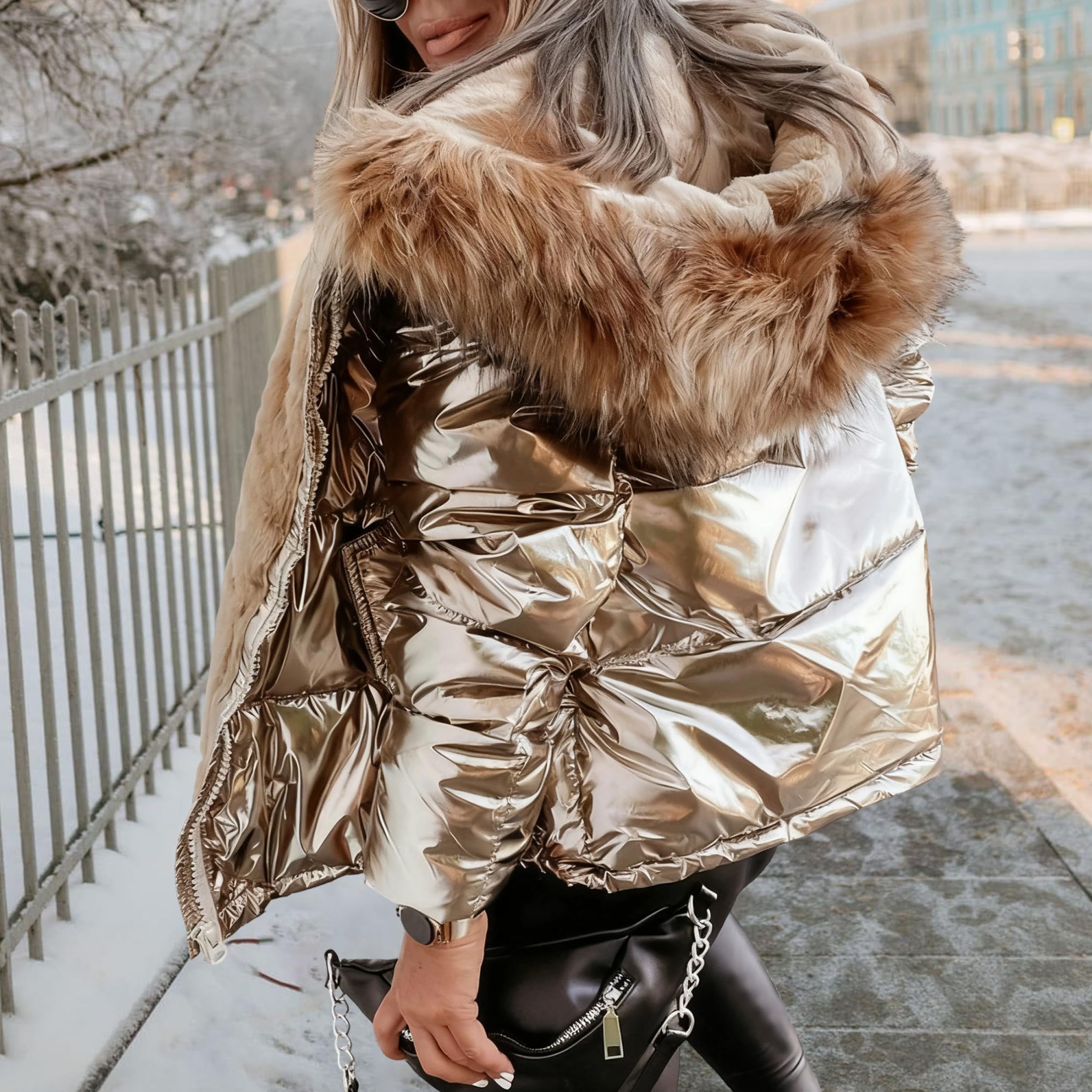 Doudoune matelassée pour femme, manteau d'hiver à col et capuche, parka d'extérieur