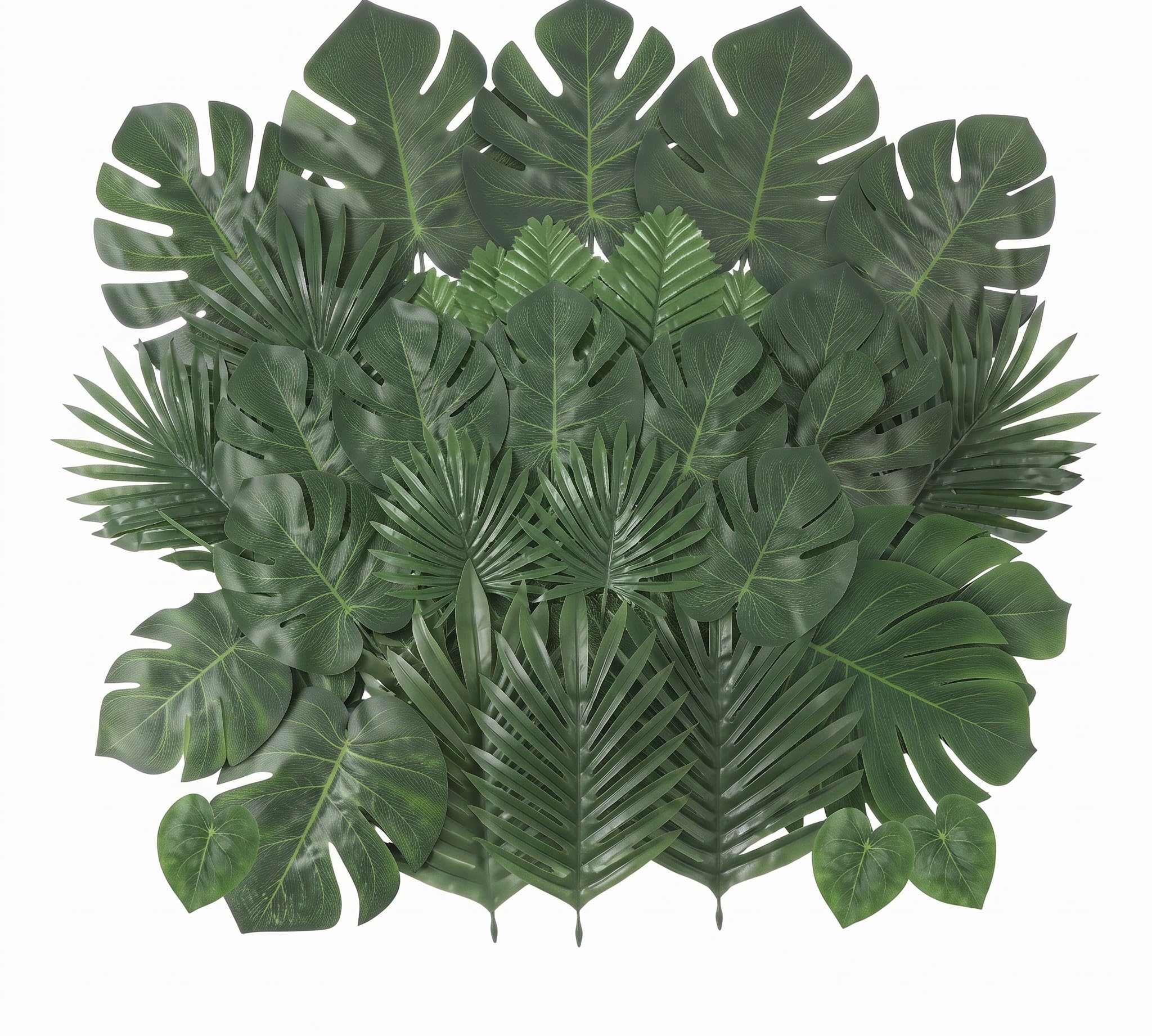 TZMFHD 50Pcs 5 Sizes 14-22cm Artificial Tropical Fake Leaves