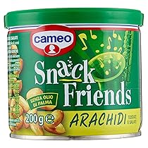 Cameo Snack Friends Arachidi 200 g, Arachidi Tostate e Salate per Aperitivo Conservate in una Pratica Lattina con Coperchio Salva Freschezza, Senza Olio di Palma, Vegano, 200 g Complessivi