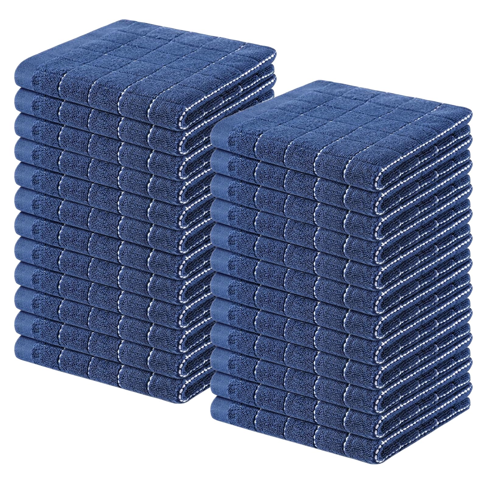 Homaxy 100% Cotton Terry Kitchen Dish Cloths, 24 Pack, Navy Blue | Ultra Soft and Absorbent, Suitable for Drying and Washing Dishes