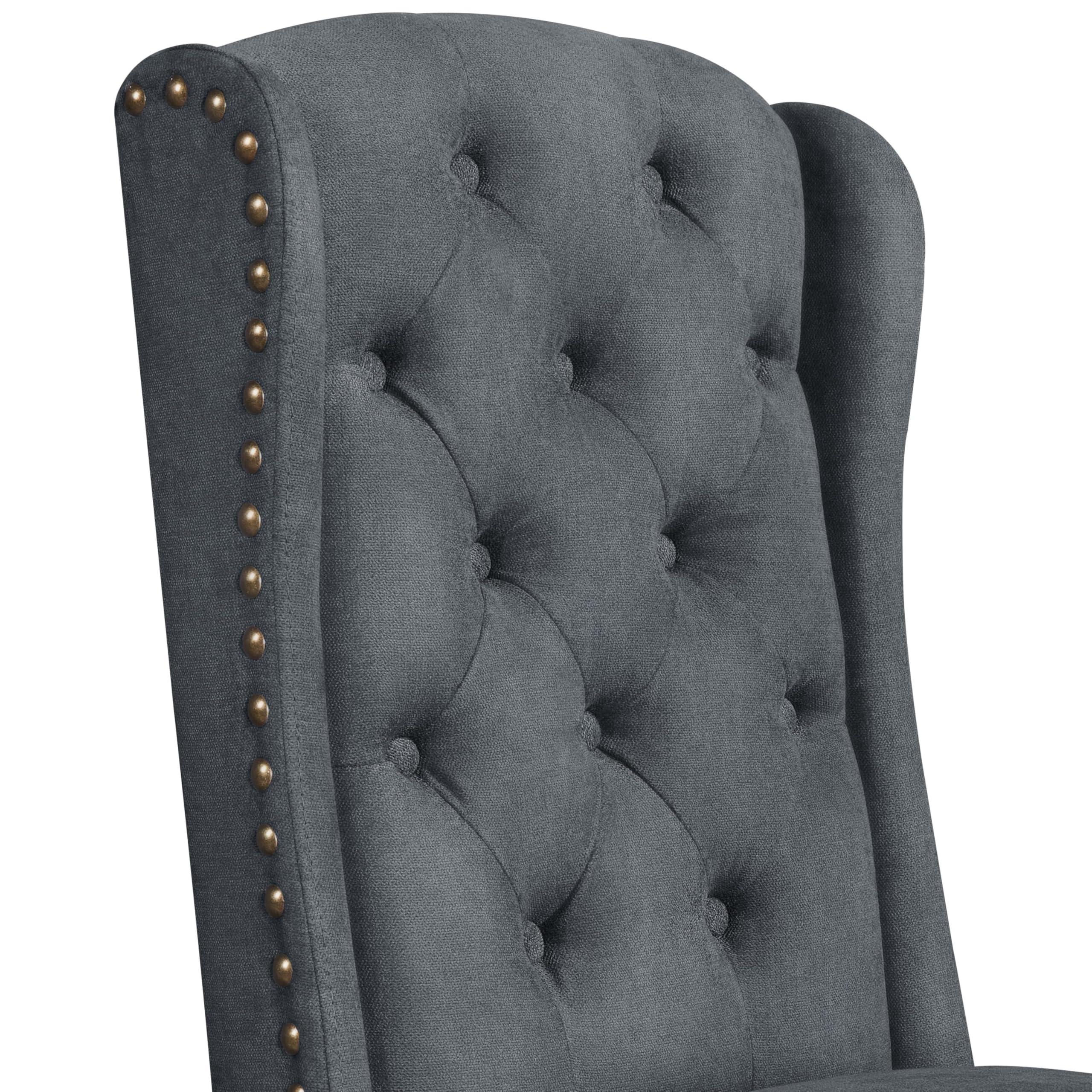Yaheetech Juego de 6 Sillas de Cocina Tela Diseño de Botones Gris Oscuro | Silla de Cocina Tapizada de Tela, Silla Comedor Diseño Botones, Estilo Clásico, Pata de Madera, Ideal para Restaurante