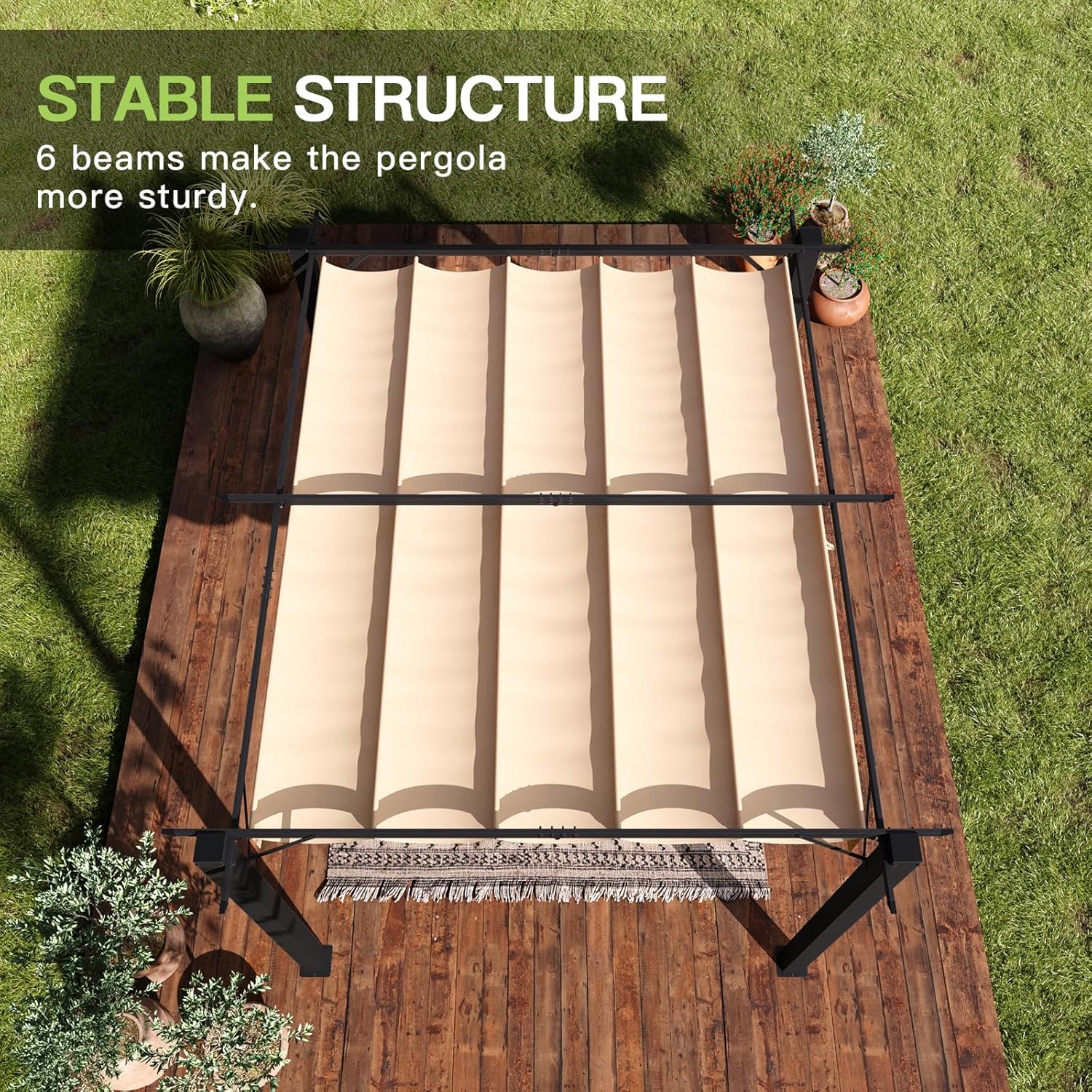 Aoxun 10'x12' Outdoor Pergola, Patio Aluminum Pergola with Upgraded Retractable Canopy, Heavy Duty Metal Pergolas and Gazebos with Adjustable Sun Shade Cover for Modern Backyard, Deck, Garden