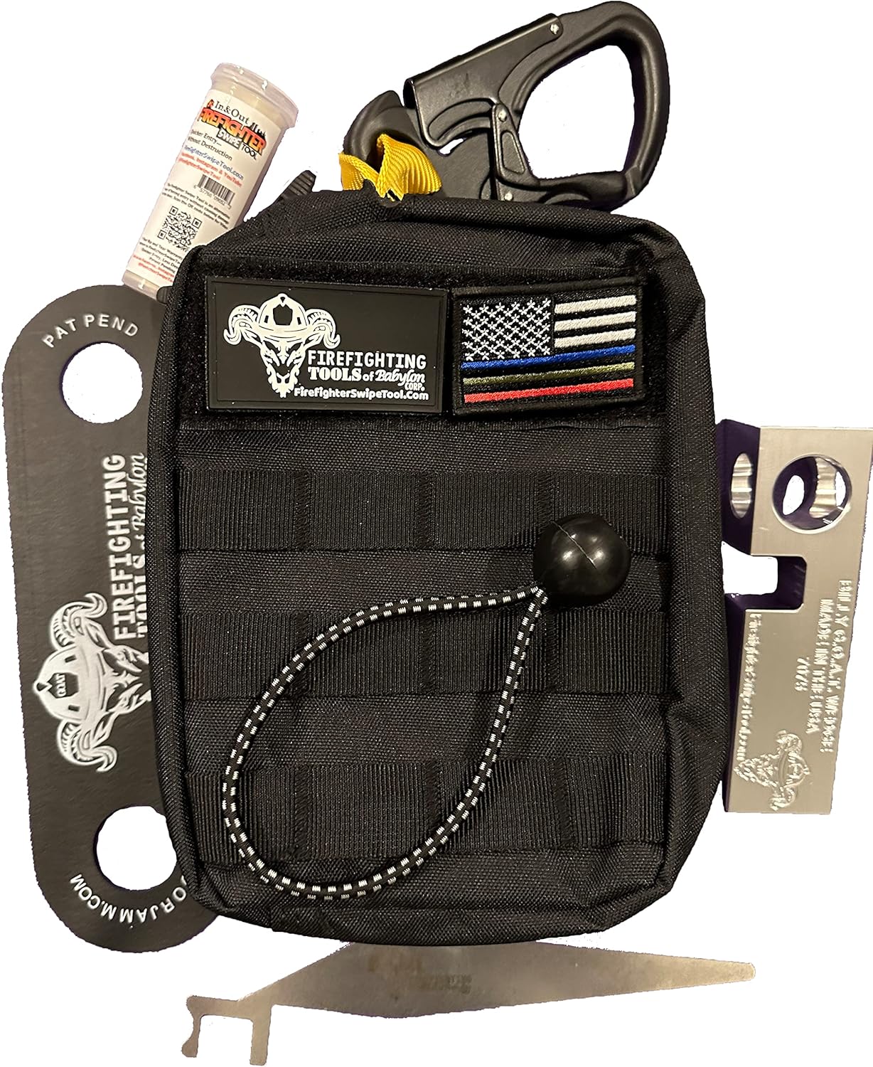 Ultimate Firefighter Kit - First Responder Webbing and Tool Kit (24 feet of 1 inch Tubular Webbing w/Non Locking 22kn Kong Carabiner)