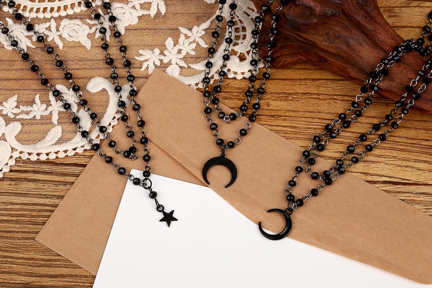 Gothic Layered Black Vertical Moon Necklace Vintage Punk Style Crescent Pendant Choker for Women, Goth Jewelry, Halloween Jewelry Gift for Women - Image 8