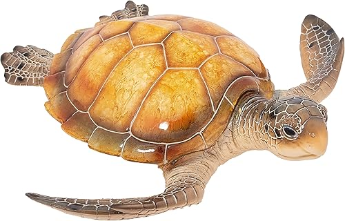 Estatuas al aire libre: Estatua de tortuga marina, decoración de jardín, exhibición de mesa y tortuga de jardín colgante de pared (ámbar)