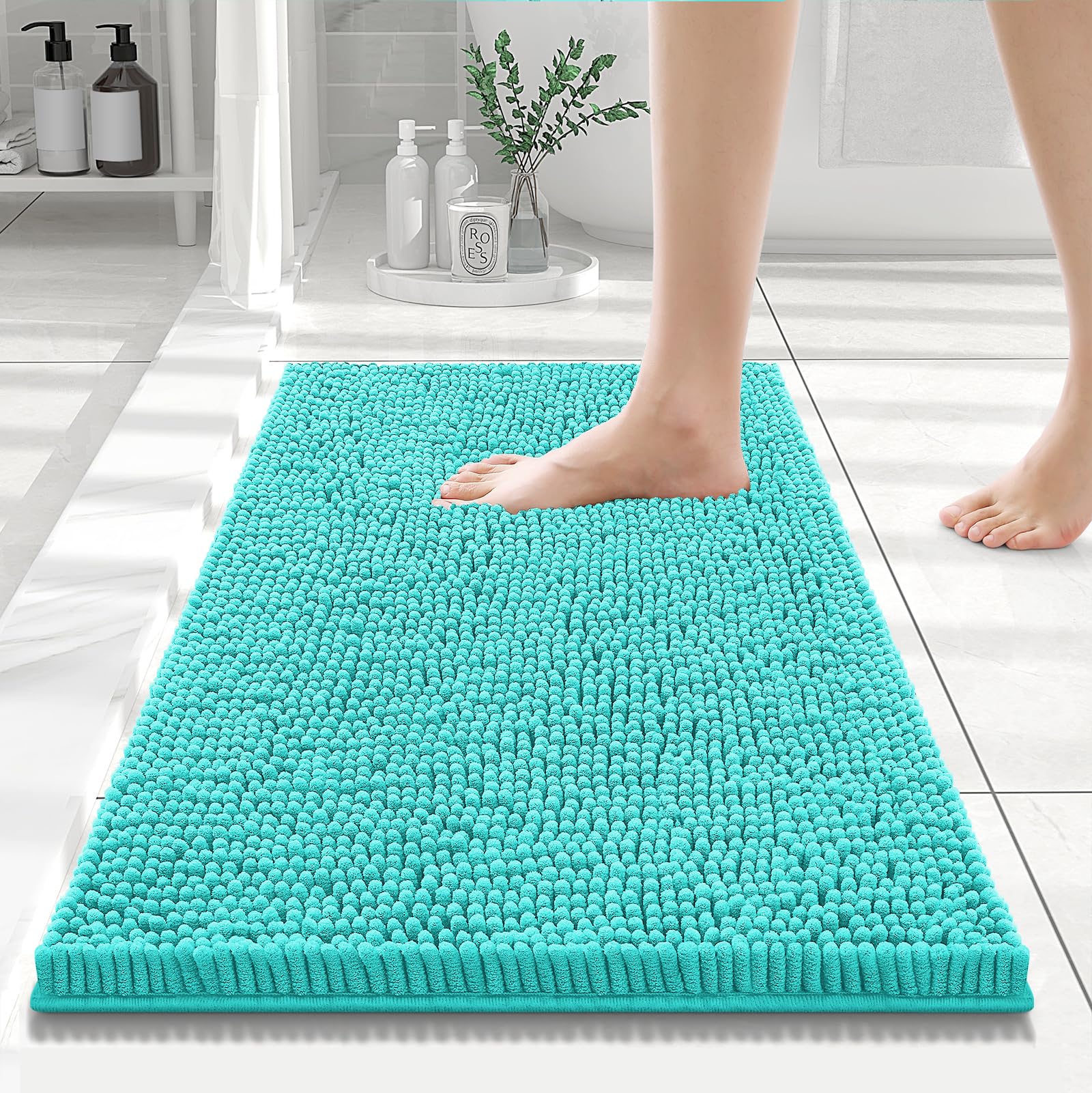 Smiry Bathroom Rugs 24X16, Luxury Chenille Extra Soft Absorbent Bath Mat