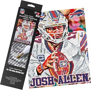 Sporticulture NFL Josh Allen Diamond Painting Craft Kit – Officially Licensed DIY Fan Art for Fans, Includes Pre-Sorted Gems, Craft Tray, and Instructions – Perfect for Framing