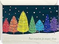 Hallmark Rainbow Trees Boxed Christmas Cards - 16 Glitter Accented Cards & 17 Envelopes, Peaceful Holiday Greetings