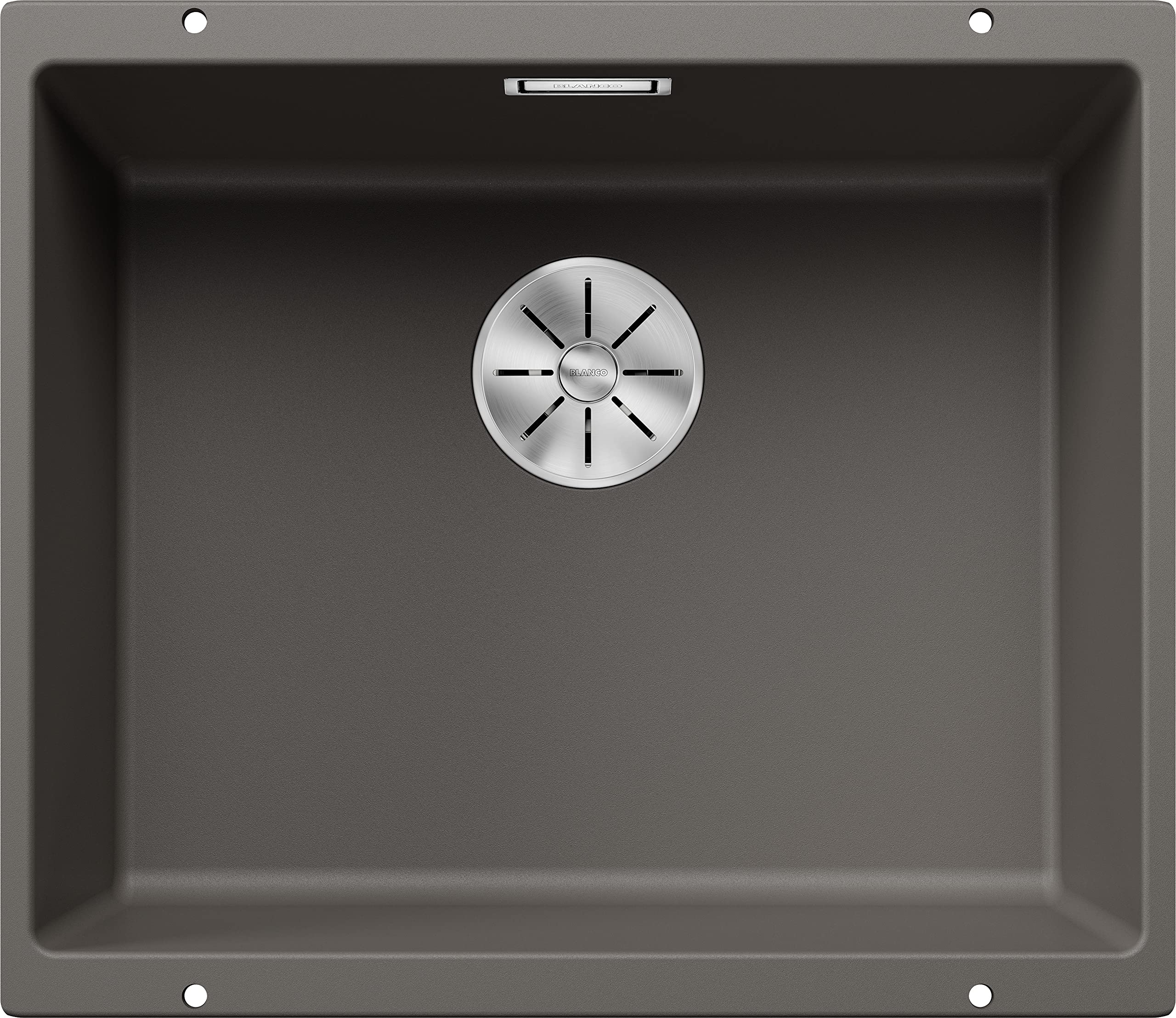 BLANCO SUBLINE 500-U | SILGRANIT Sink in Volcano Grey | Installation Type: undermount Installation | for 60 cm Wide Base cabinets | One Cut-Out and only one Installation | [53x46x20.2 cm]