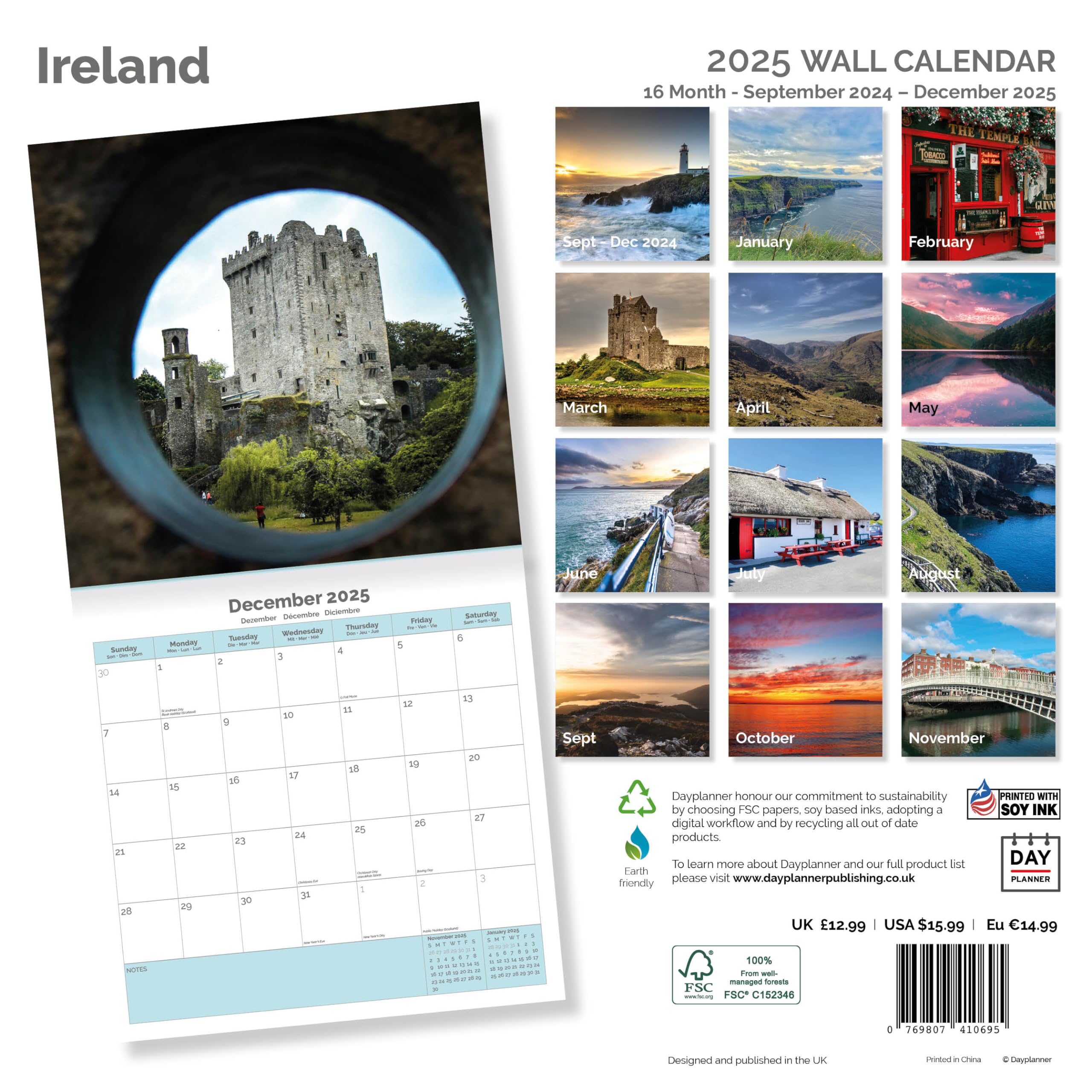 Dayplanner Publishing Ireland Calendar 2026, Large Square Wall Calendar With Organisational Stickers, 16 Month - Image 2