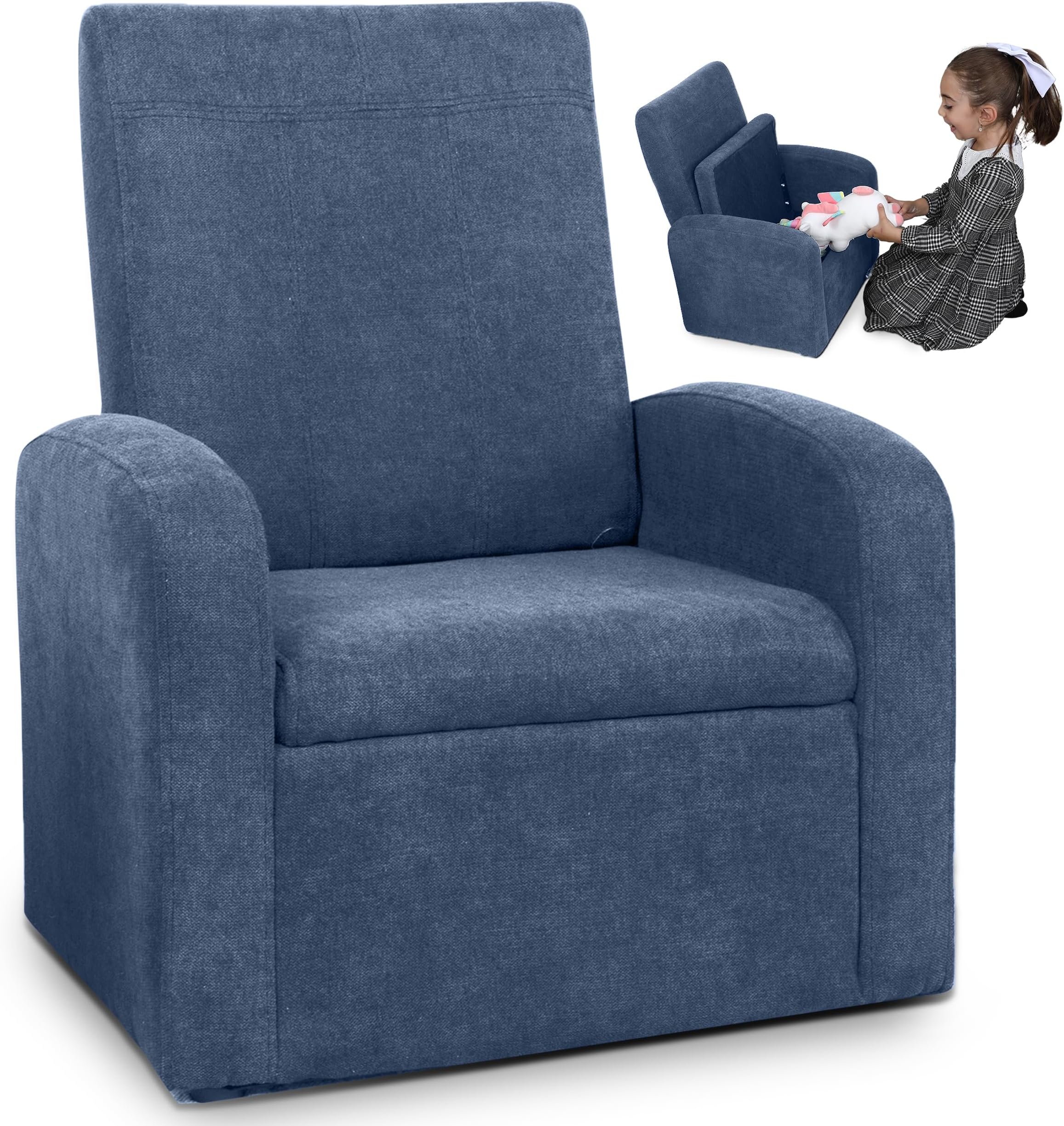 STASH Kids Sofa Chair, Toddler Sofa Chair w/Storage Toddler Fold Out Chair Foldable Couch for Kids upto 200lbs Toddler Chairs, Comfy Kids Lounge Chair