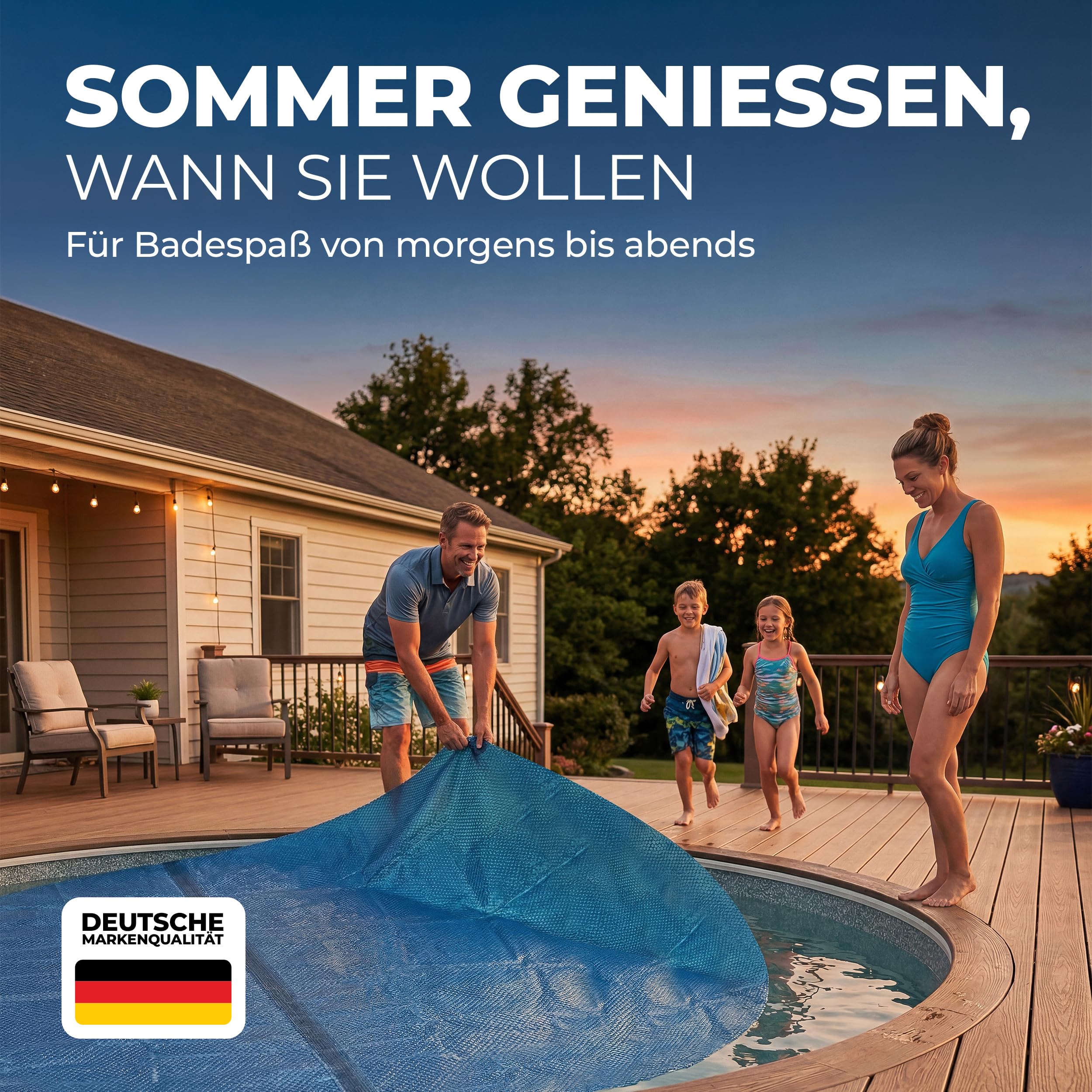 Miganeo Premium Pool Solarplane rund Ø 457 cm | Solarfolie für Pools | schwarz-blau und zuschneidbar | runde Solarabdeckung mit Ø 457 cm für bessere Wärmespeicherung in Pools durch Poolheizung