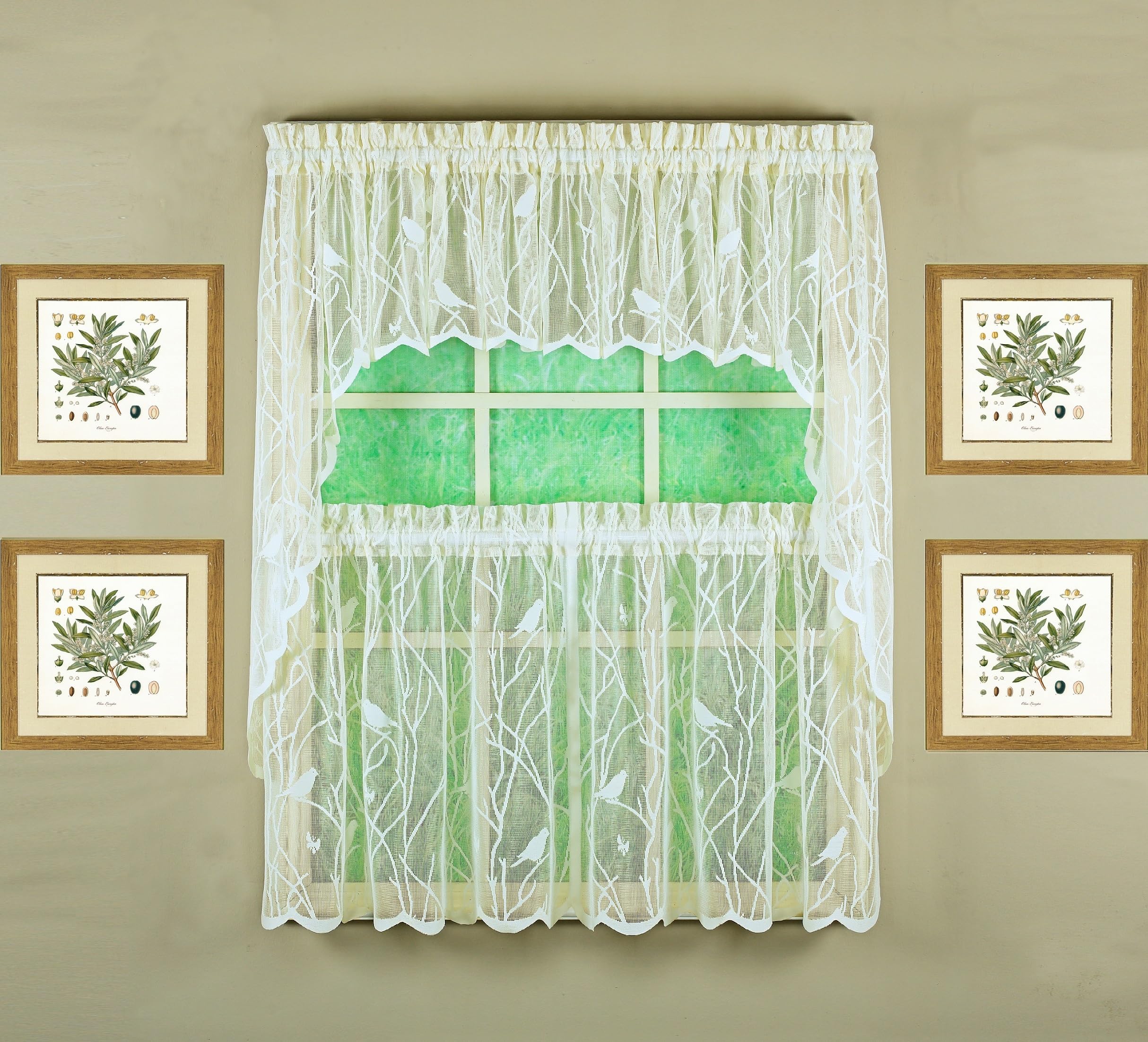 Today's Curtain, Songbird Semi-Sheer Lace Tier 24", Ivory, 56" W x 24" L