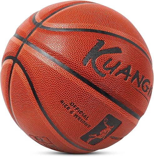 Miniatura 2 de Kuangmi Balón de baloncesto de la serie auténtica, hecho para pelotas de juego en interiores y exteriores, tamaño oficial 765, 29.5 pulgadas, 28.5
