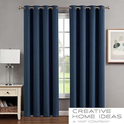 Miniatura 2 de Creative Home Ideas Cortinas opacas (2 paneles, 50 x 84 pulgadas, azul) Cortinas con aislamiento térmico para oscurecer la habitación con alzapaños,