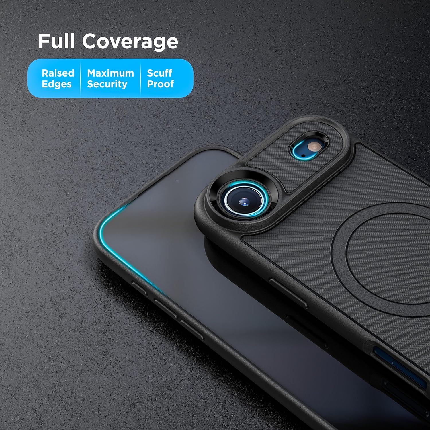 ENCASED for iPhone Air Wallet Case with Removable Magnetic Hinged Card Holder and Stand (Compatible with MagSafe) Black