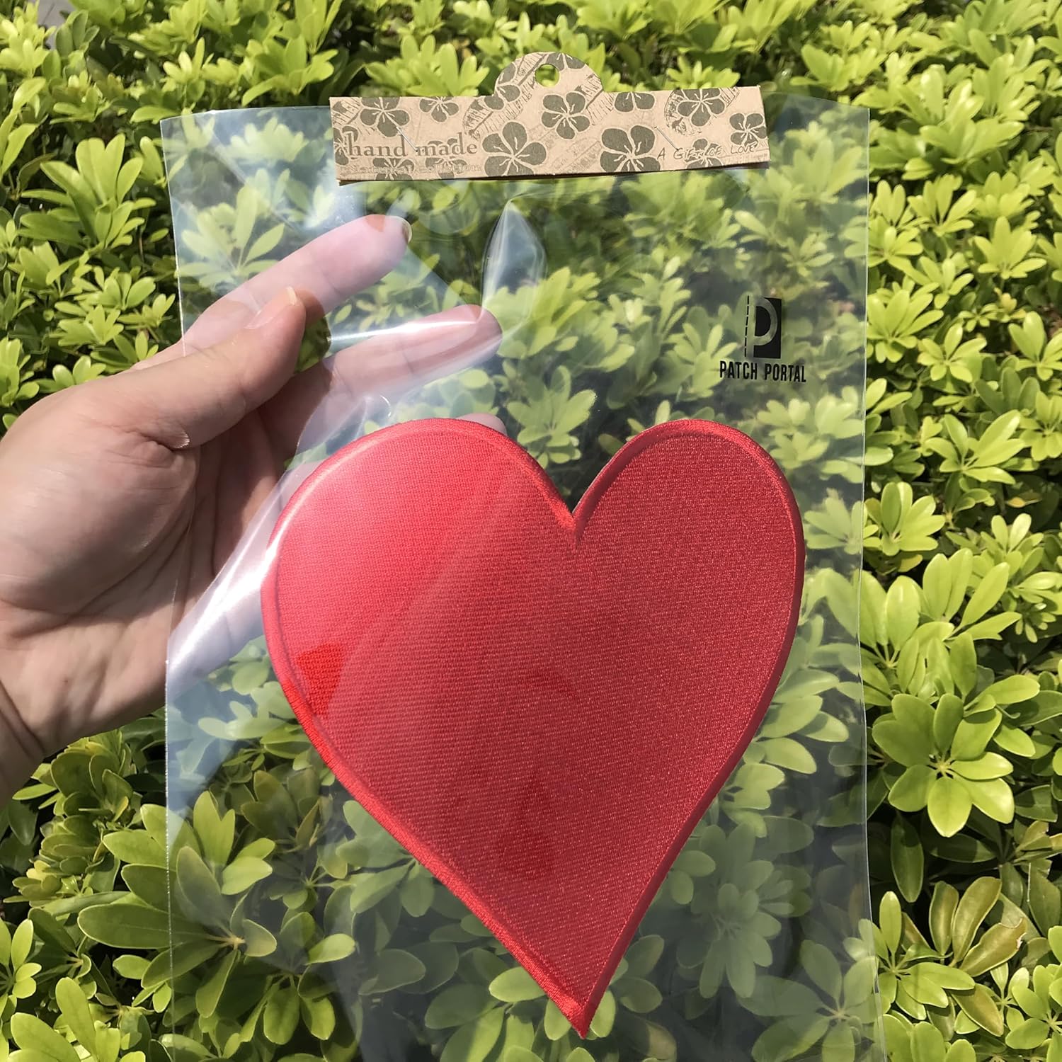 XL Red Heart Patch 7 Inch, Large Embroidered Iron On Applique for Back of Jackets, Giant Sewing Heart for DIY Fashion Decor