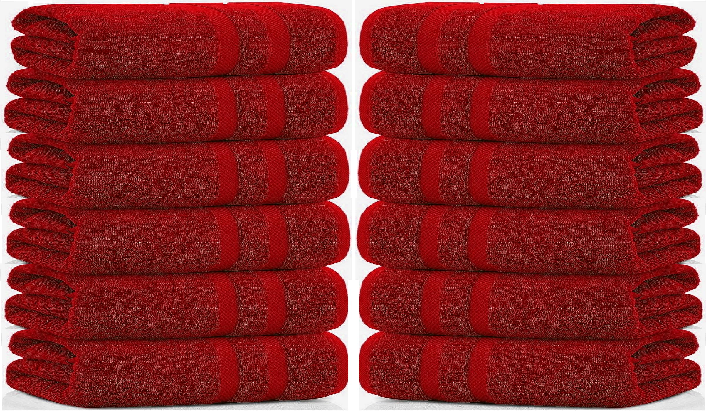 Confezione da 2, 4, 6 e 12 teli da bagno grandi, 100% cotone egiziano, assorbenti, morbidi, resistenti, set di asciugamani da bagno per hotel (12, rosso)