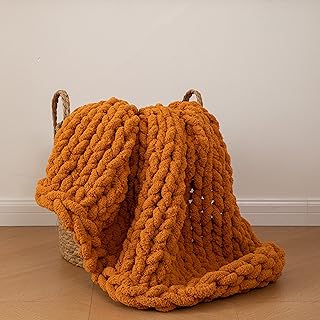Chunky Knit Blanket Soft Chenille Yarn Knitted Throw Blanket 50