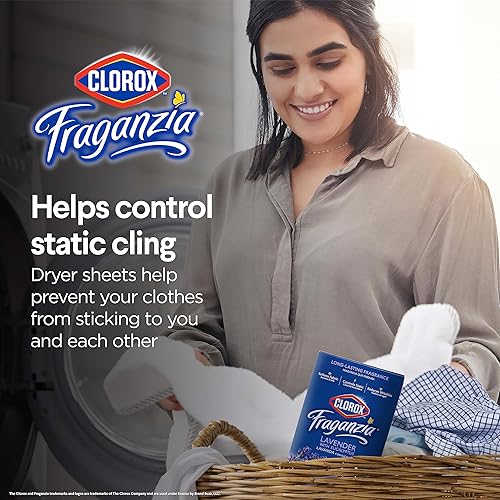 Miniatura 4 de Clorox Fraganzia Sábanas para secadora en lavanda con aroma a eucalipto, 80 unidades  Hojas suavizantes de tela que reducen las arrugas  Las mejores