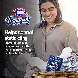 Clorox Fraganzia Fabric Softener Dryer Sheets, Lavender Scent - Wrinkle Reducing Scented Softening Laundry Dryer Sheets for Great Smelling Clothes, 80 Count