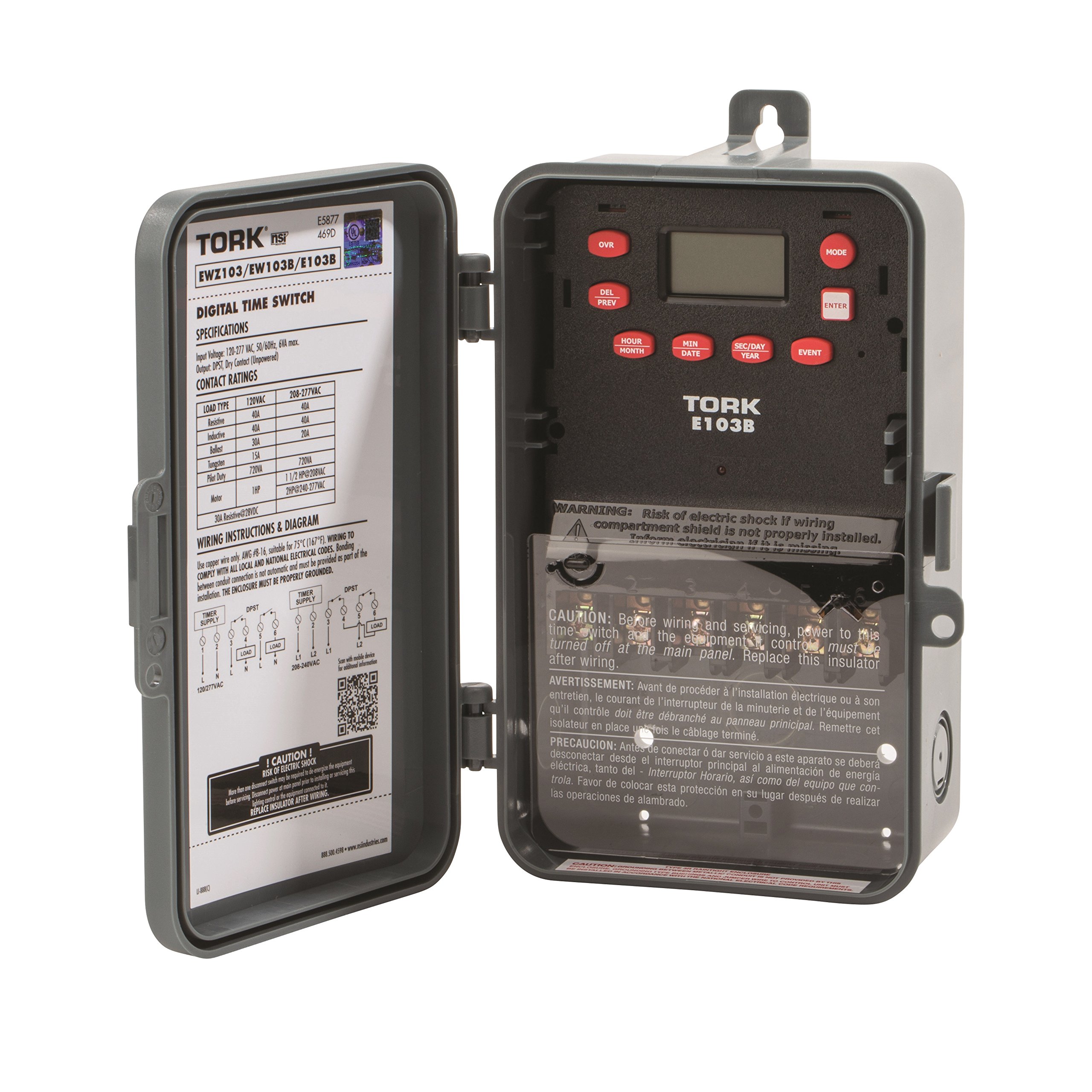 NSI Multipurpose Control 24 Hour Time Switch, 120-277 VAC Input Supply, 1 Channel, DPST Output Dry Contact, Pounds (E103B)