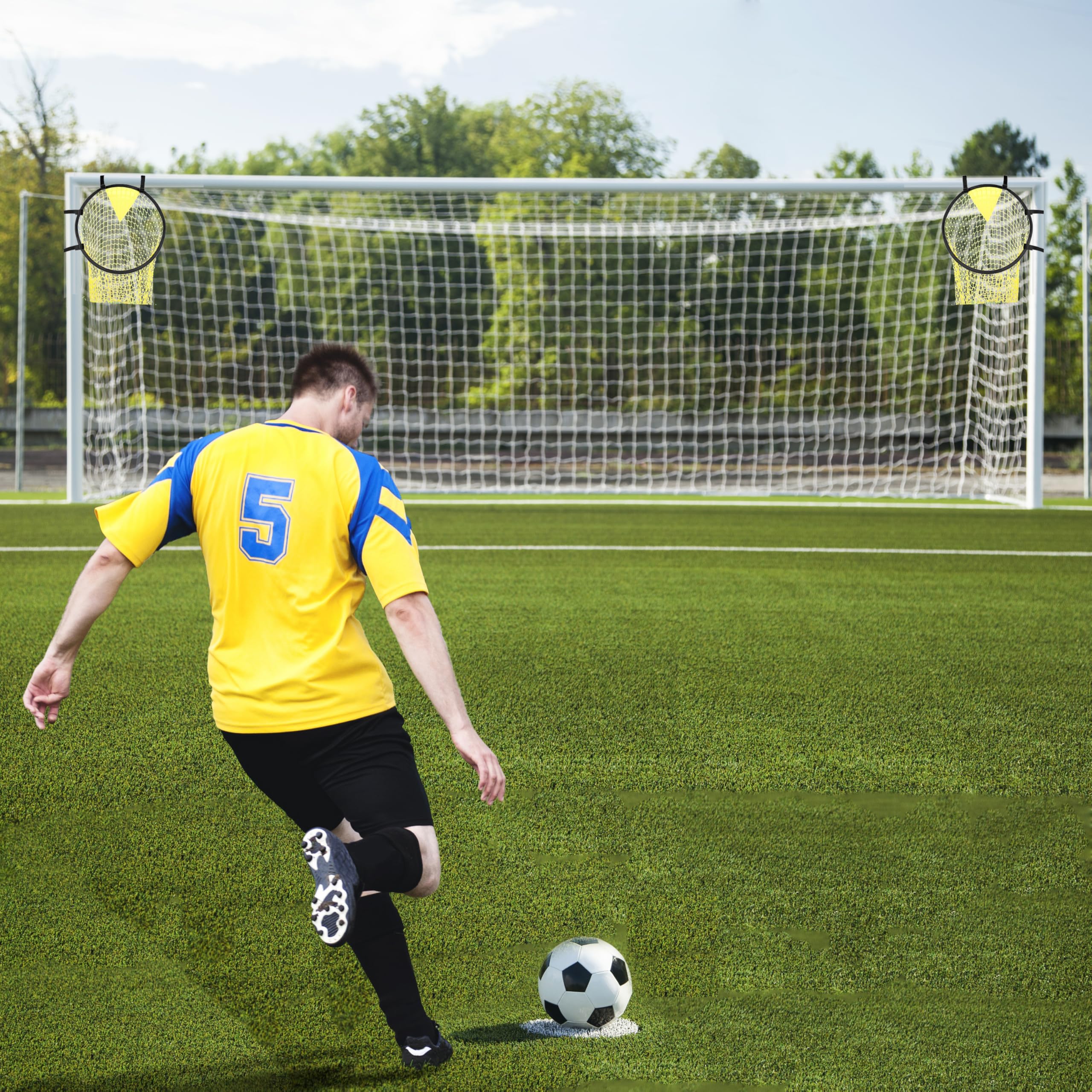 Rete da calcio pieghevole, confezione da 2, attrezzatura per allenamento da calcio, durevole e portatile, bersaglio per pratica di tiro, giochi in cortile, bambini e adulti (uso interno/esterno