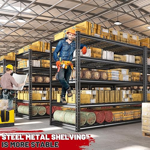 Miniatura 8 de REIBII Estantería de garaje de 55 pulgadas de ancho, estantes de almacenamiento resistentes con carga de 3000 libras, estantería de metal ajustable