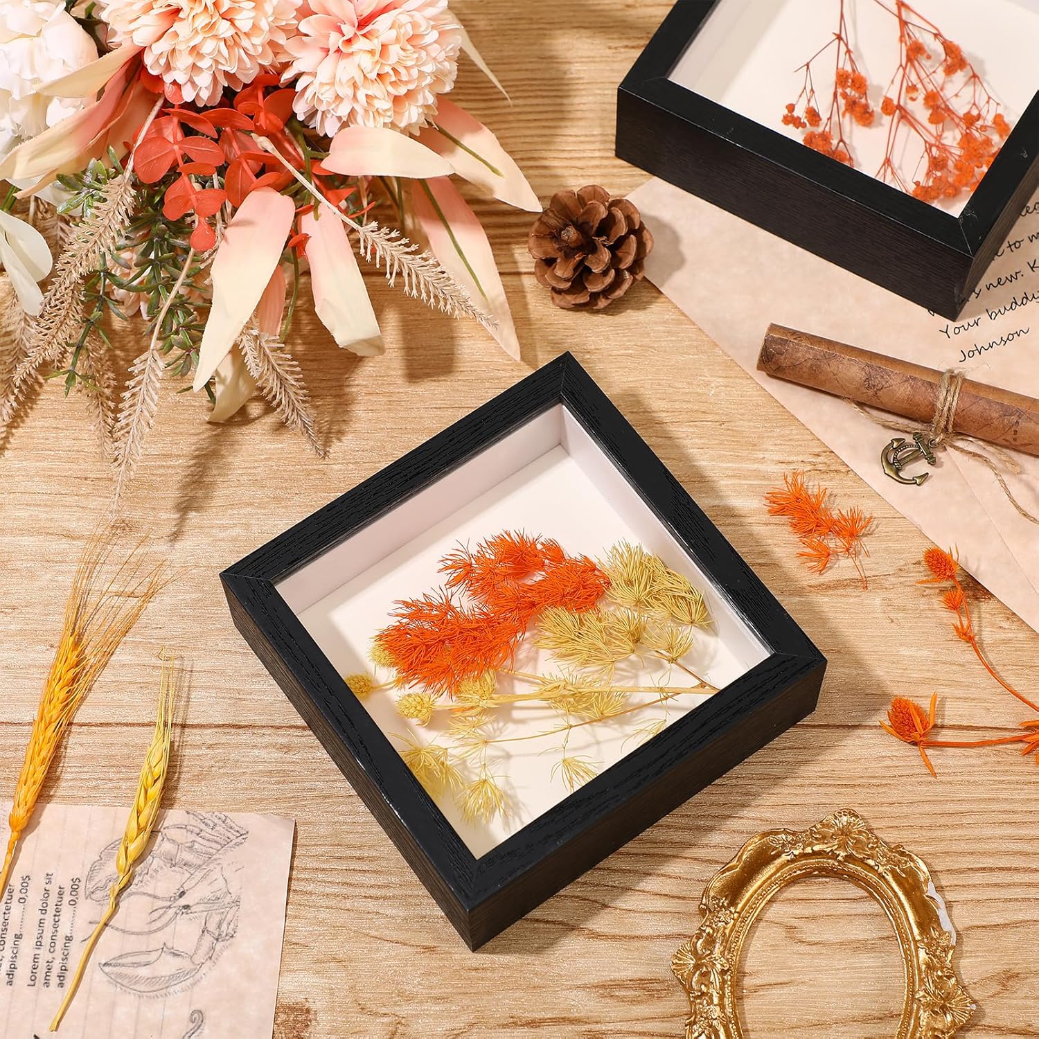 Ripeng 16 Pack Shadow Box Frame Display Case Picture Frame for Wedding Bouquet, Teacher Crafts, Photo, Ticket, Valentine, Mother Day, Medal, DIY Wall or Tabletop Gift(5 x 5 Inch,Black)