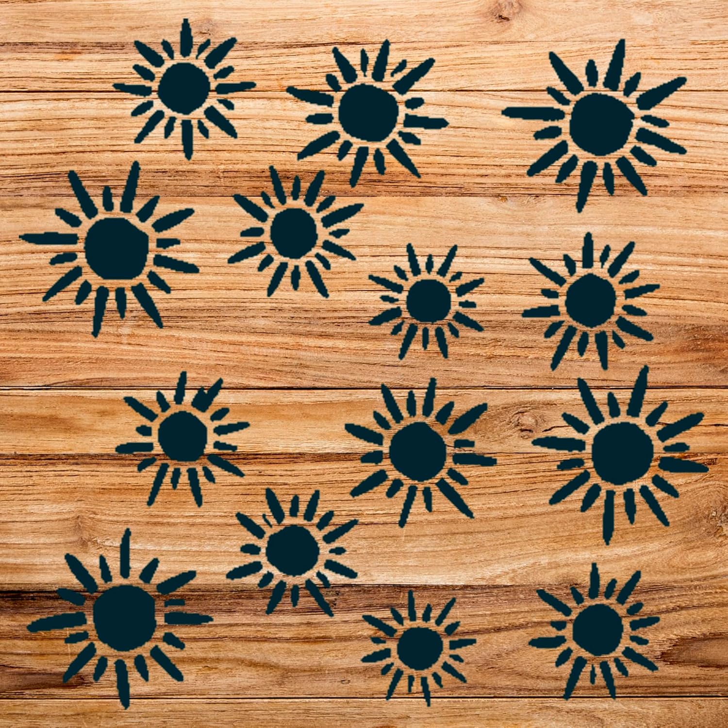 Sunshine Pattern Stencil for Home Decor and Crafts, Cute Doodle Design for Walls, Wood, and Furniture Projects - Size A2 (16.5" x 16.5")