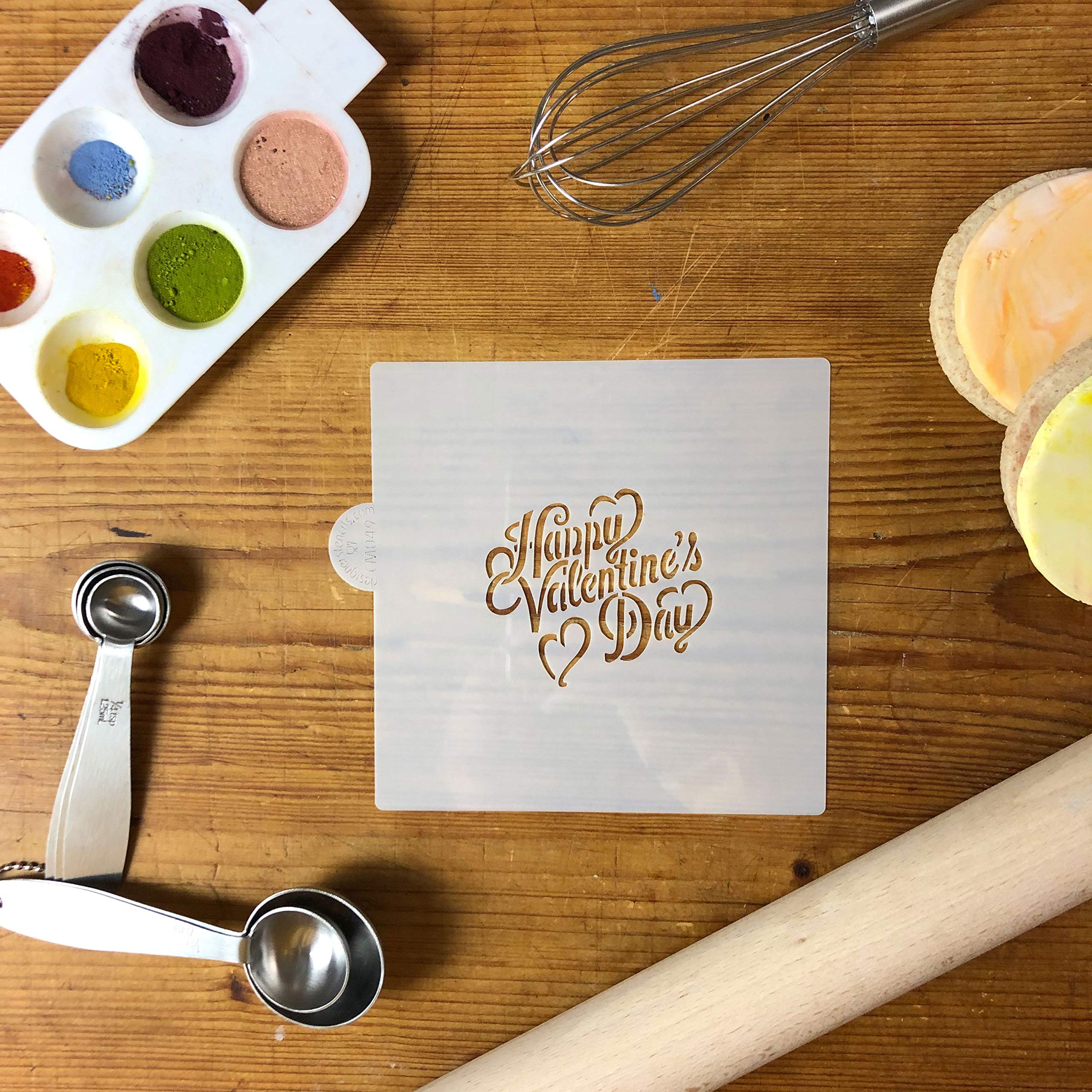 Chalkboard Written Happy Valentine's Day Cookie and Craft Stencil by Designer Stencils