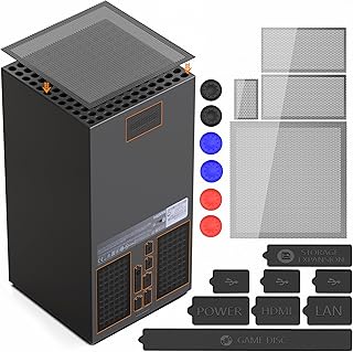 GAMSURFING Dust Filter for Xbox Series X Console- 8 Silicone Plugs and 4 PVC Meshs Set, Anti-Dust Vent Cover Dustproof Case X-Series X Accessories with 6 Thump Grip Caps for Xbox Controllers