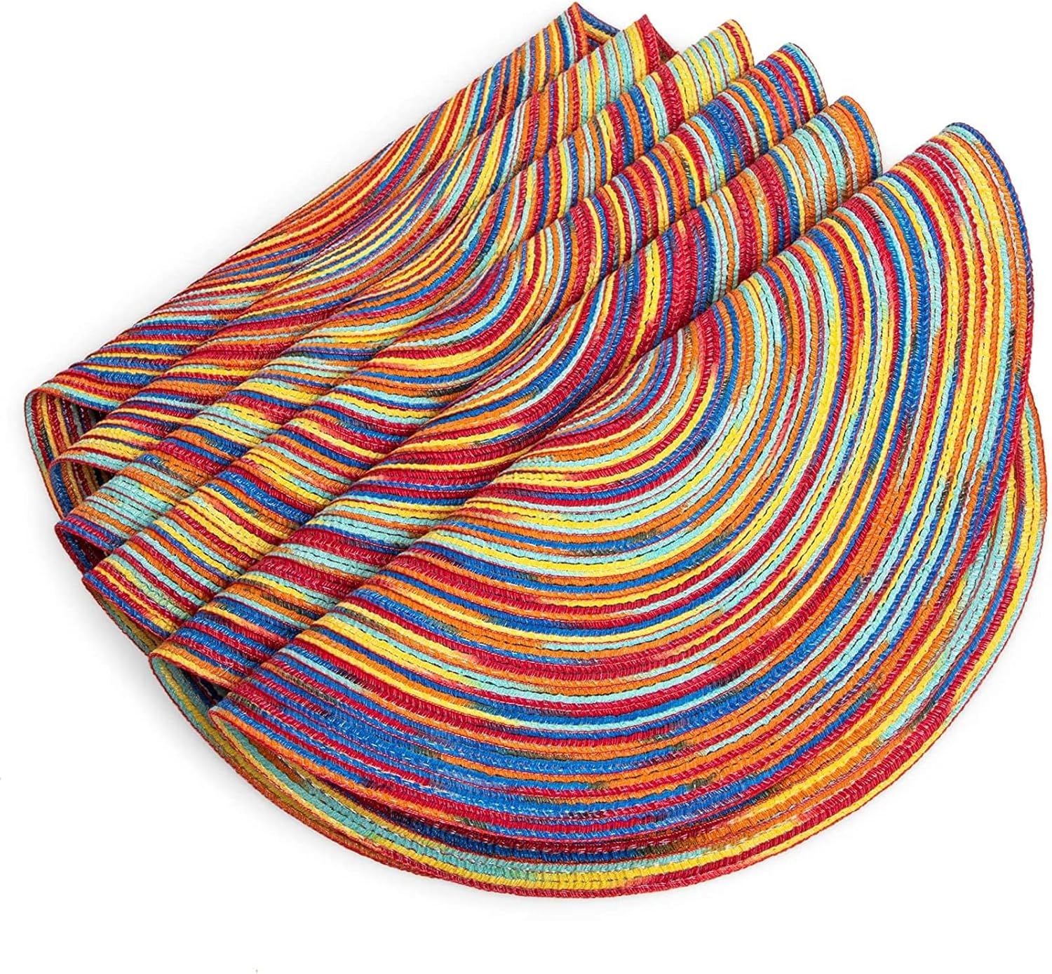 Okuna Outpost Colorful Round Braided Placemats for Dining Table (15 Inches, 8 Pack) : Home & Kitchen