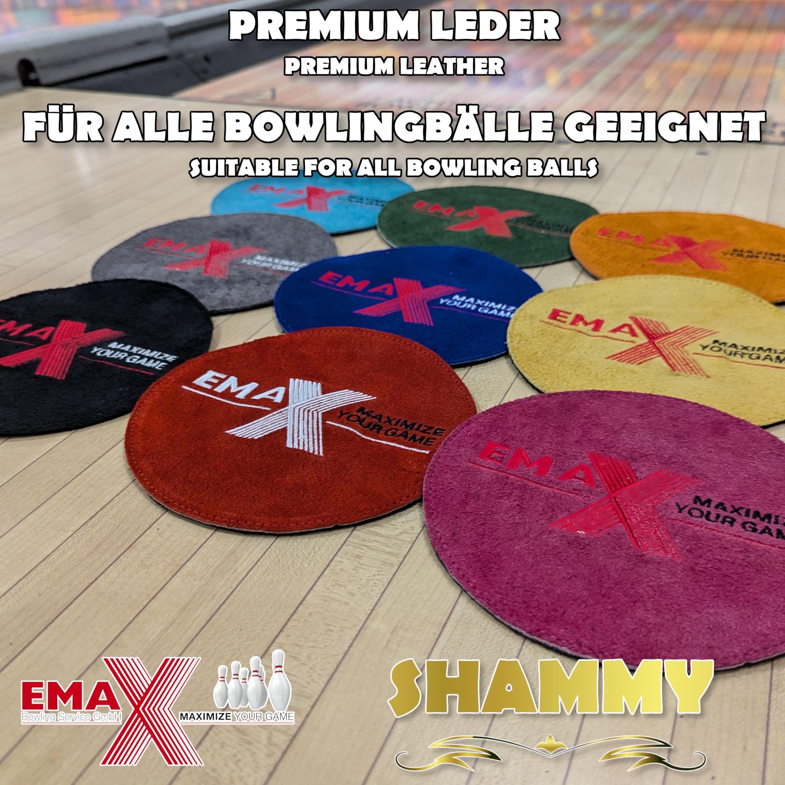 EMAX | Serviette de bowling Shammy | Forme ronde | Tampon de nettoyage pour boules de bowling | Tissu de bowling en cuir | Accessoires de bowling | Chiffon de soin de balle | 9 couleurs (orange)