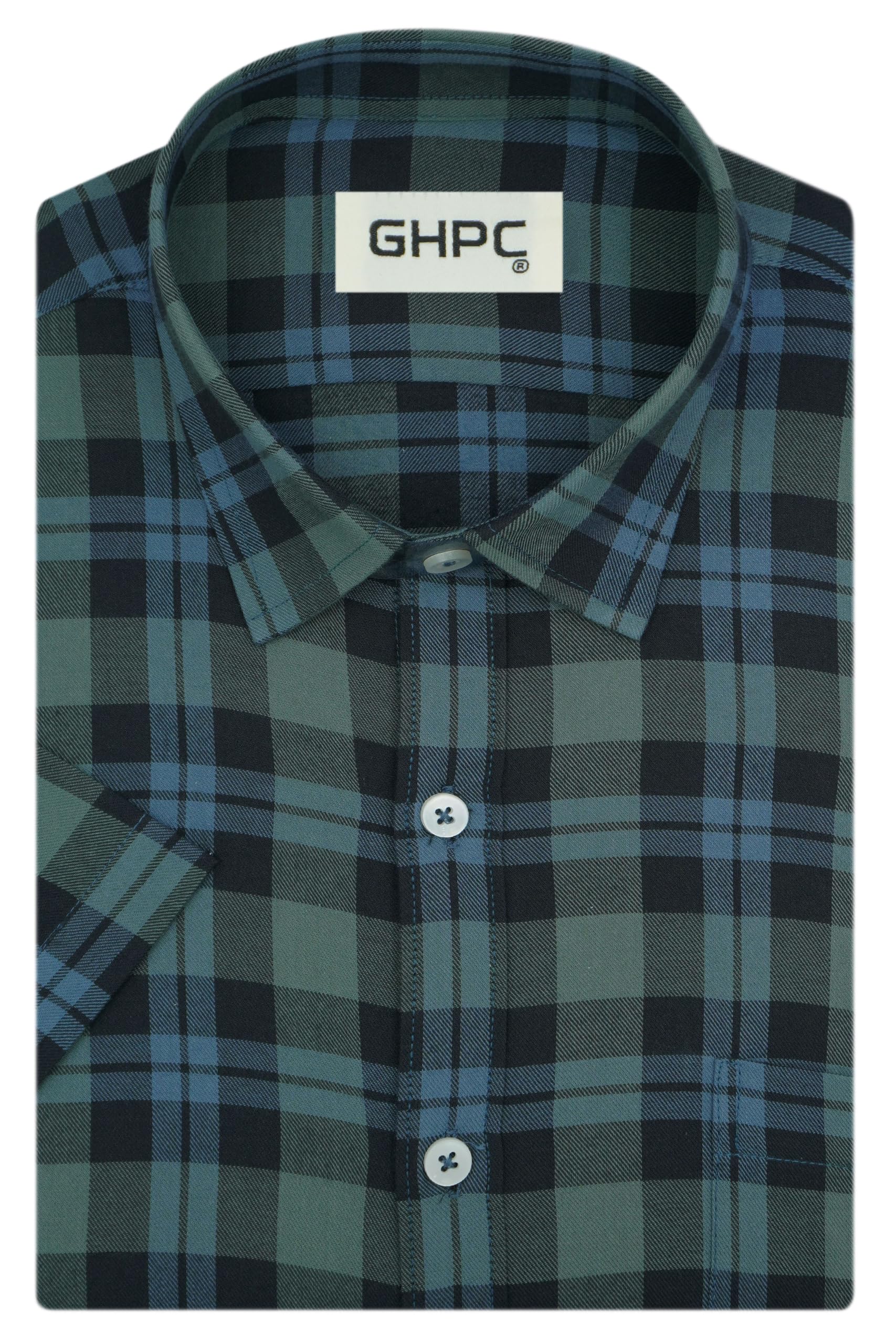 ghpc by Arihant Men's 100% Cotton Plaid Checks Half Sleeves Regular Fit Formal Shirt-picture-52