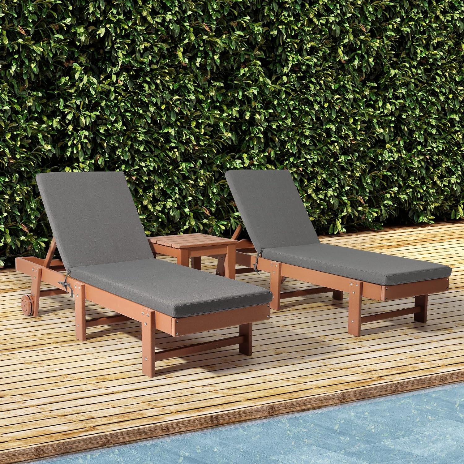 WestinTrends Solace Outdoor Chaise Lounge Chair Cushions Set of 2, 78" x 23", Grey