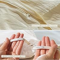 Vista 241 de MooMee Juego de funda de edredón 100% algodón lavado con textura tipo lino, transpirable, duradero, suave y cómodo