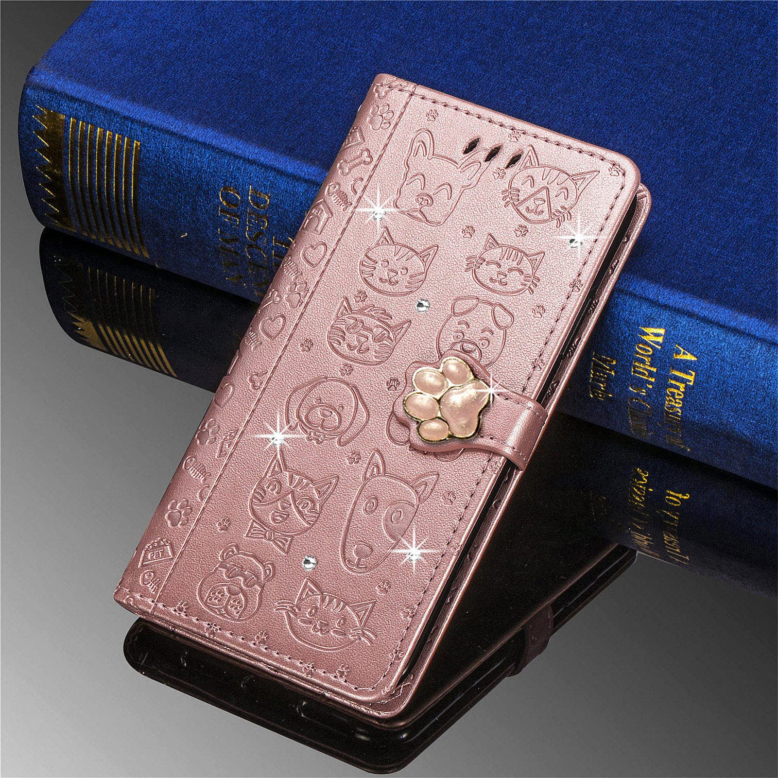Custodia Per Xiaomi 14T Pro Con Portafoglio E Cerniera – Pelle Lucida Glitter Rosa Oro – Brillantini E Angel Love - 2