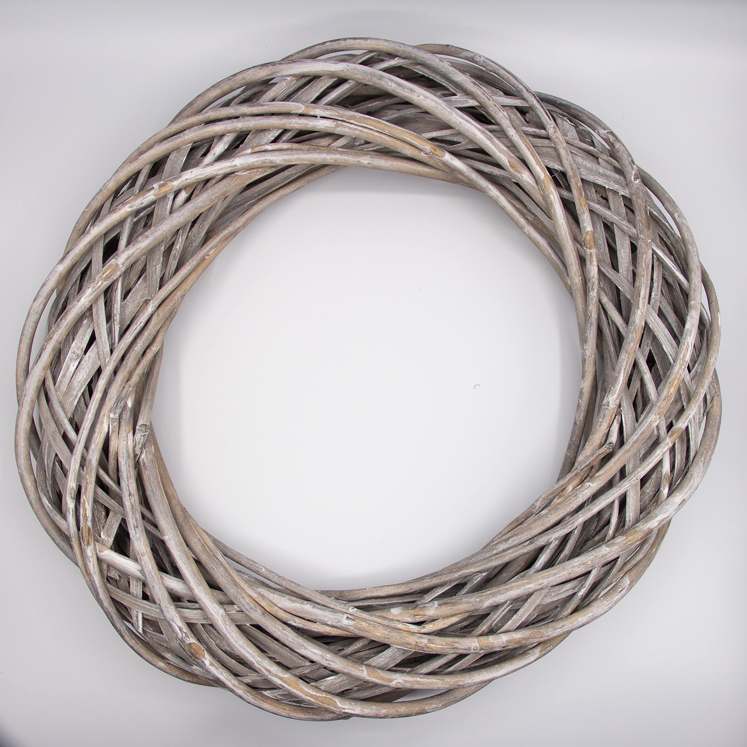 Wicker Wreath Ring 14 inch Grey Natural Willow for Rustic Cottagecore Door Decor