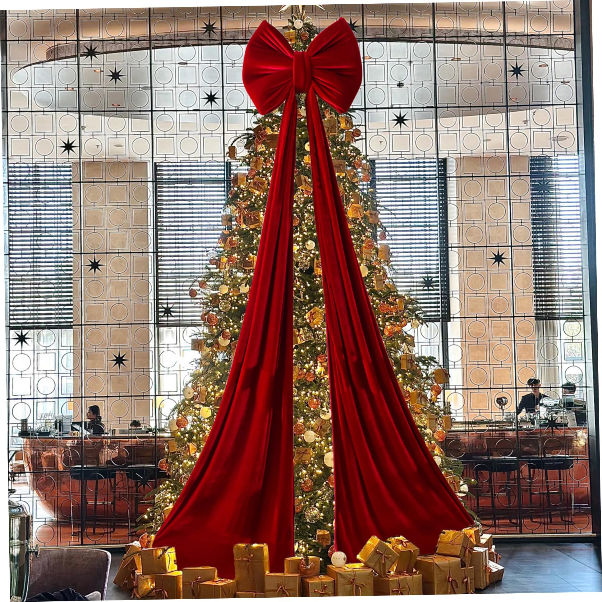 Weihnachtsschleifen, Weihnachtsbaumspitzenschleife, 43, 3 Zoll, extra große rote Samtschleifen für Zuhause, Baumspitzen, Kranz, Wand, Zimmer, Party, Urlaub, Dekoration, Zubehör