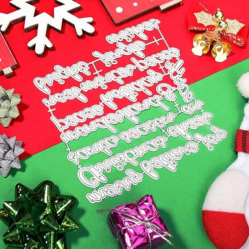 Miniatura 7 de 19 troqueles de corte de metal de Navidad, palabras navideñas, troqueles de corte de metal, plantillas de acero al carbono para manualidades,
