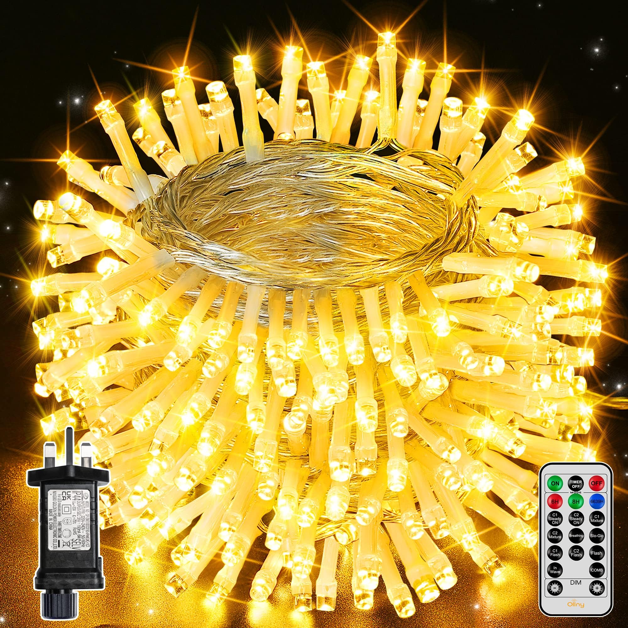 Ollny Christmas Tree Fairy Lights 20m 200LED Christmas Decorations