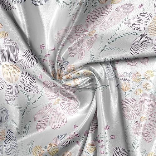 Miniatura 4 de Ambesonne Romantic Fabric by The Yard, Ornamental Wedding Day Inspired Floral Composition Spring Season Design Image, Decorative Satin Fabric for