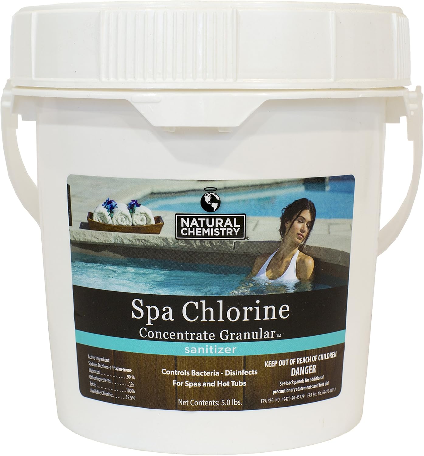 Natural Chemistry Spa Chlorine Concentrate Granular, 5 lb, Single, Maintain Clear, Fresh Spa & Hot Tub Water