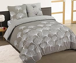Vision - Reversible Flannel Bedding Set - Ginko Beige - Duvet Cover 240 x 220 cm with 2 Matching Pillowcases 65 x 65 cm for a double bed - Flannel: Soft and Warm - Natural Fibres - Oekotex
