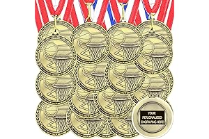 36 Pcs Basketball Awards with Neck Ribbons