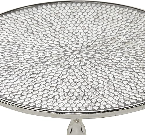 Miniatura 6 de Deco 79 Mesa auxiliar de metal de aluminio, mesa auxiliar de 16 x 16 x 20 pulgadas, color plateado