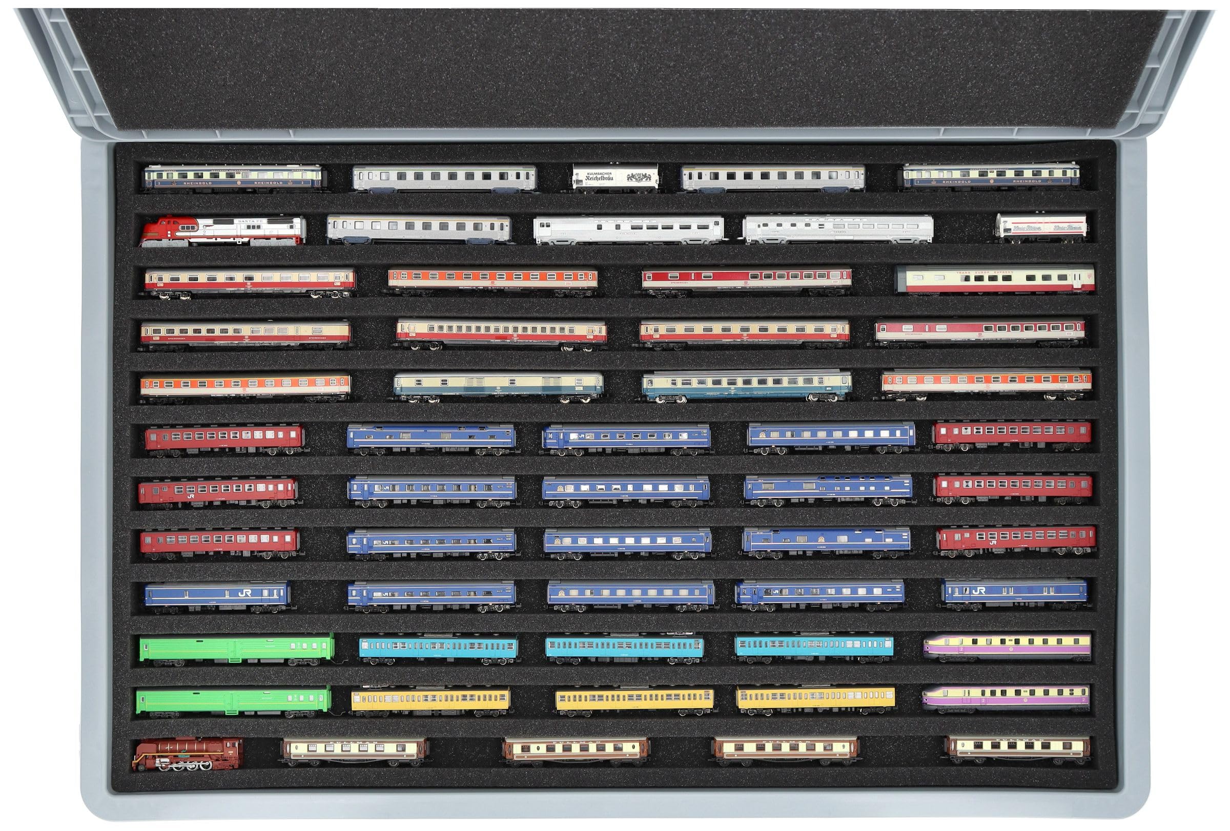 Feldherr Eurobox 60 x 40 cm Coffret pour modélisme ferroviaire - échelle Z - 12 Compartiments - Insert Mousse pour Rangement Horizontal - Solution Transport compacte pour locomotives et Wagons